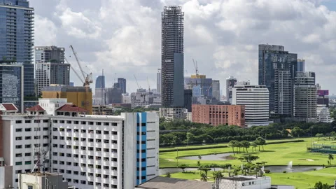 Time lapse view of Bangkok cityscape with high-rise buildings Stock Footage 204553545