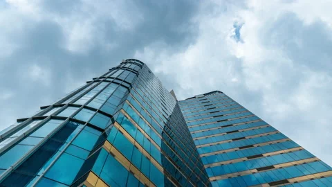 Time lapse view of Bangkok high-rises  on cloudy day with moving clouds Stock Footage 230908735