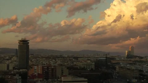 Time lapse view of Barcelona, Spain and its skies Stock Footage 154405133