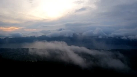 Time lapse with view from Batur volcano mountain in Bali Stock Footage 86592109