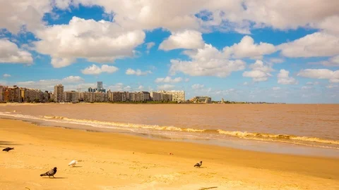 Time-lapse view on the Beach of Montevideo Stock Footage 115134750