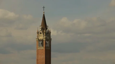Time Lapse view on bell tower in front of clouds Stock Footage 106193244
