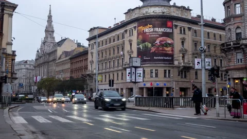 Time-lapse view on Blaha square in Budapest Stock Footage 154050085