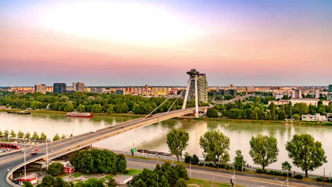 Time-lapse view on Bratislava in Slovakia Stock Footage 139878385