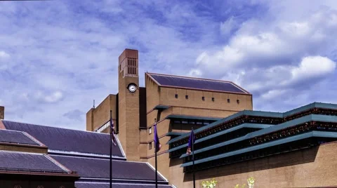 Time lapse view of the British library in London Stock Footage 50921392