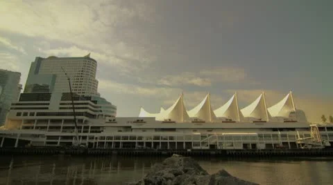 Time Lapse view of Canada Place with Clouds Background Video stock 12464056