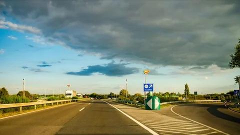 Time-lapse view from a car on the traffic of the M5 highway from Kecskemet to Stock Footage 119956564