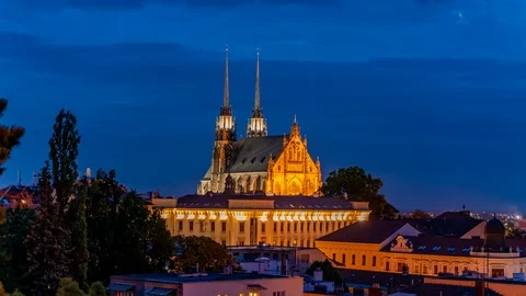 Time-lapse view of the cathedral of Brno	in the Czech Republic Video stock 119240962