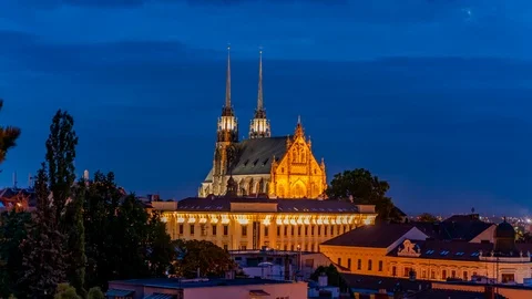 Time-lapse view of the cathedral of Brno in the Czech Republic Stock Footage 123738803