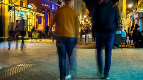 Time-lapse view on the center of Novi Sad at night Video stock 81234375