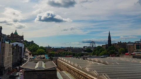 Time lapse view of the centre of Edinburgh (Scotland) from North bridge Stock Footage 113331903