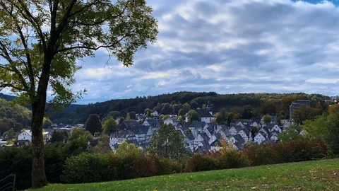 Time lapse, view of City Freudenberg, Germany Stock Footage 129079591