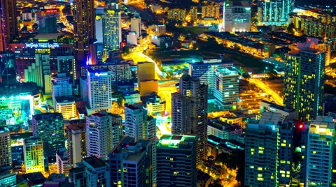 Time-lapse view on the city of Kuala Lumpur at night Video stock 63176201