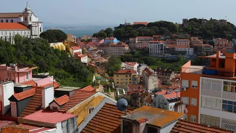 Time lapse view on city Lisbon, Portugal Stock Footage 88996546