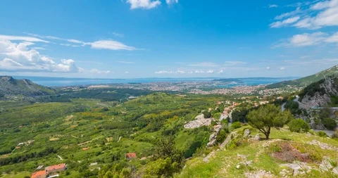 Time lapse view on city of Split from Fortress of Klis, Croatia Stock Footage 111059208