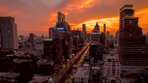 Time lapse view of the cityscape, Bang Rak district Stock Footage 265474401