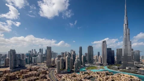 Time lapse view of the cityscape of Downtown Dubai Stock Footage 266548703