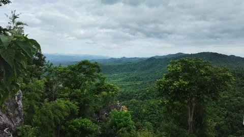 Time-lapse view of clouds on a mountain in rainy season. Mountains in the mist. Video stock 312312931