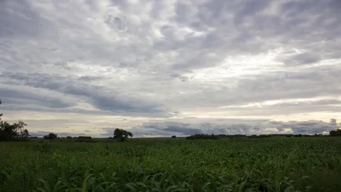 Time lapse view of clouds moving in sky over rural countryside Stock Footage 75185441