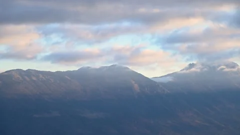 Time lapse view of clouds moving over Alps mountain in Slovenia Stock Footage 143955051