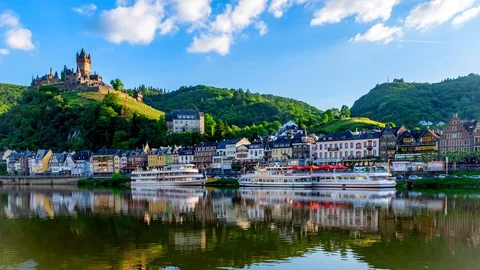 Time Lapse, view of Cochem, Germany Stock Footage 129079750