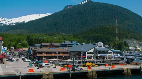 Time-lapse view from a cruise ship docking in Ketchikan, AK. Stock Footage 52219353
