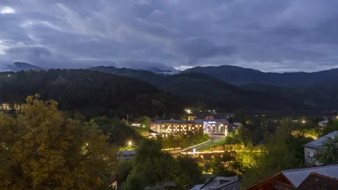 Time lapse view of Dilijan town in Armenia at a late evening Stock Footage 241262387