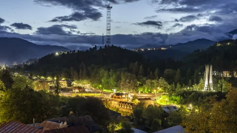 Time lapse view of Dilijan town in Armenia at a late evening Stock Footage 241263980