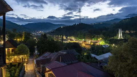 Time lapse view of Dilijan town in Armenia at a late evening Stock Footage 241264099