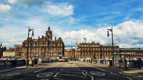 Time lapse view of Edinburgh new town (Scotland) from North bridge Stock Footage 113331763