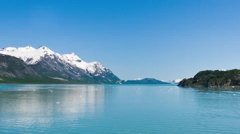 Time lapse view from the front of a cruise ship of mountains in Glacier Bay Stock Footage 52218440