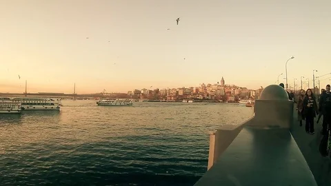Time Lapse View,  Galata Tower and the Bridge. Timelapse Stock-Footage 73004950