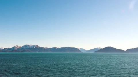 Time lapse view of Glacier bay from the front of a traveling cruise ship in Stock Footage 52218242