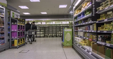 Time lapse view of grocery shopping in a big supermarket Stock Footage 72179963