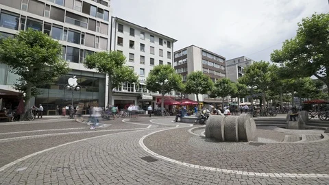 A time lapse view of   Groe Bockenheimer Strasse in Frankfurt Stock Footage 112174590