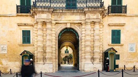 Time lapse view of guards changing places in Valletta, capital of Malta Stock Footage 106915840