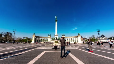 Time-lapse view on the Heroes Square in Budapest, Hungary Stock Footage 138309676