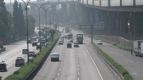 Time lapse view of highway traffic in the morning Stock Footage 261249366