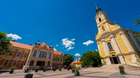 Time-lapse view of the historic architecture of Pecs, Hungary Stock Footage 89731302