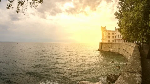 Time-lapse view on the historic Castello Miramare Stock Footage 86050135