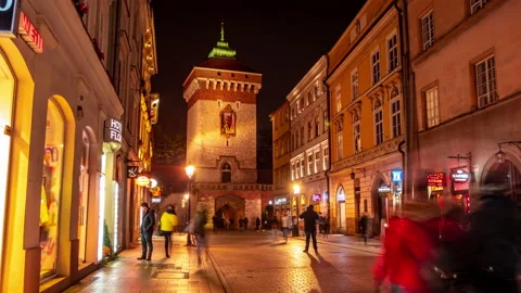 Time-lapse view on the historic centre of Krakow Stock Footage 135679851