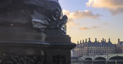 Time lapse view of the House of Parliament and the Big Ben in London at sunset Stock Footage 71360110
