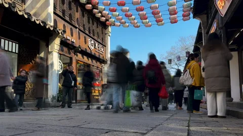 Time lapse view of Huishan Ancient Town in Wuxi Stock Footage 296644733