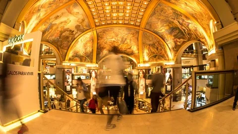 Time-lapse view on the Interior of the Galerias Pacifico in Buenos Aires Video stock 77976517