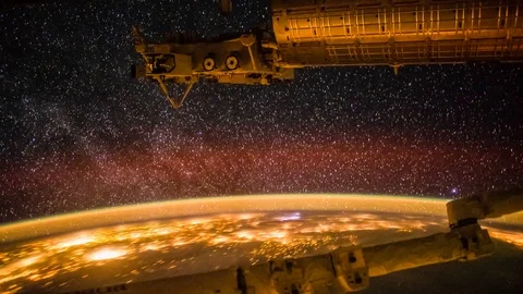 Time lapse view from International Space Station passing over Pacific Ocean Stock Footage 103988506