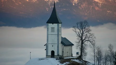 Time lapse view of inversion clouds moving in the valley, Slovenia Stock Footage 147553997