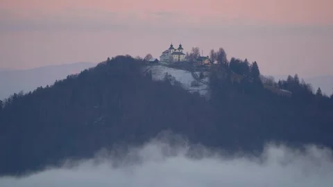 Time lapse of a view of the inverted fog in the valley Stock Footage 258107945