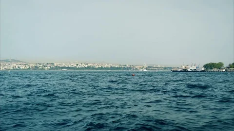 Time lapse view of Istanbul bosphorus sea traffic daytime Stock Footage 82183944