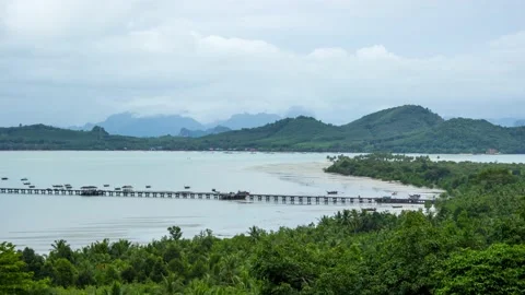 Time Lapse View of Koh Yao Noi from Yai Island in Phang Nga, South Thailand Stock Footage 194544308
