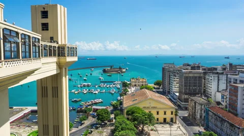 Time Lapse View of Lacerda Elevator and All Saints Bay, Salvador, Bahia, Brazil Vídeos de archivo 49621546